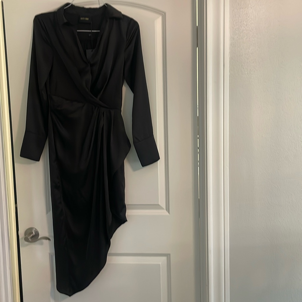 Nwt Do+Be Black Satin Asymmetrical Dress